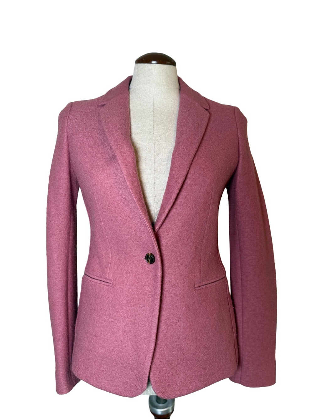 Massimo Dutti Rose Pink Tailored Wool Blazer